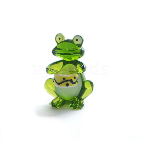 Hand Blown Art Glass Drumming Frog Figurines Statues for Garden Home Office Desktop Ornaments PW-WG701DB-02-1