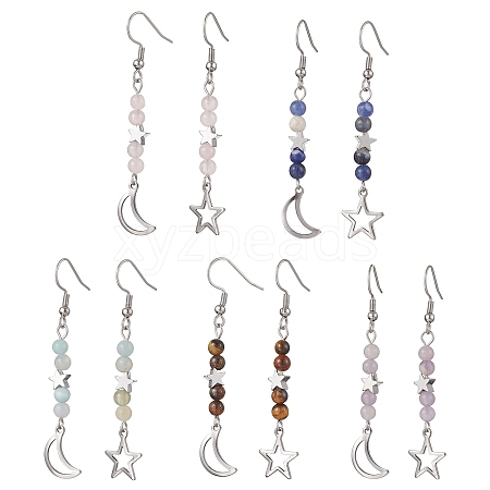 Natural Mixed Stone Dangle Earring EJEW-JE05934-1