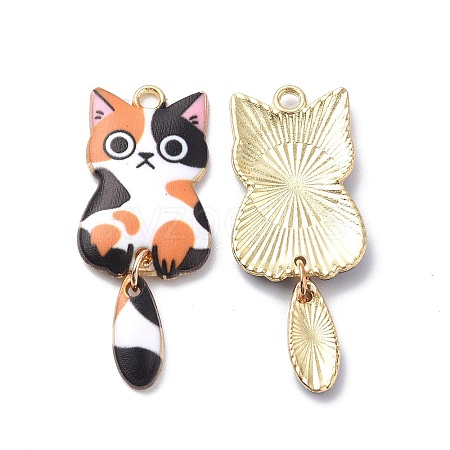 Light Gold Rack Plating Alloy Enamel Pendants ENAM-G210-01LG-01-1