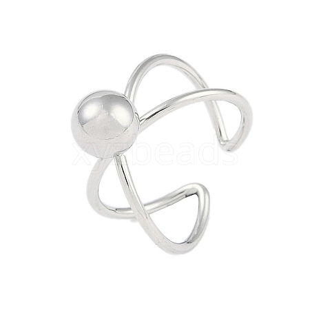 Non-Tarnish 304 Stainless Steel Round Open Cuff Ring RJEW-C097-06P-1