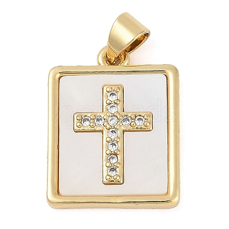 Rack Plating Brass Micro Pave Cubic Zirconia Pendants KK-P287-44A-G-1