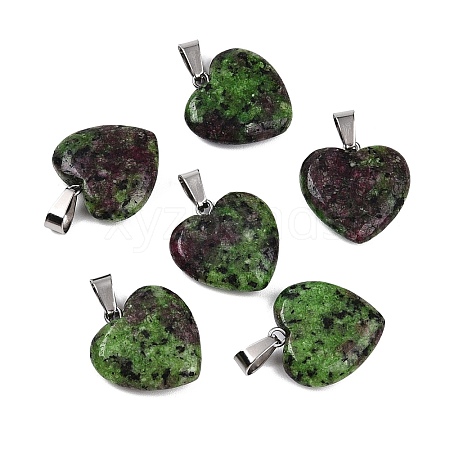 Heart Natural Zoisite Pendants G-Q438-03-01-1