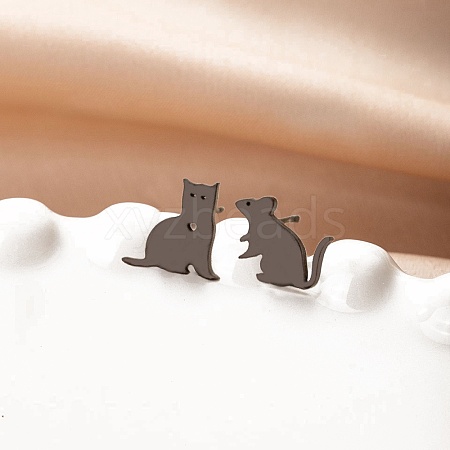 Stainless Steel Small Animal Stud Earrings for Women PW-WG5B49B-24-1