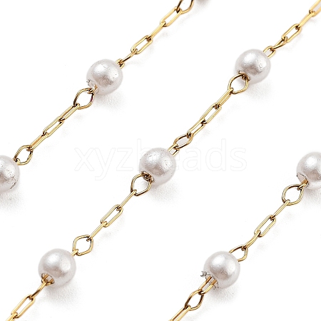 Handmade Round ABS Imitation Pearl Beaded Chains CHS-P019-09A-G-1