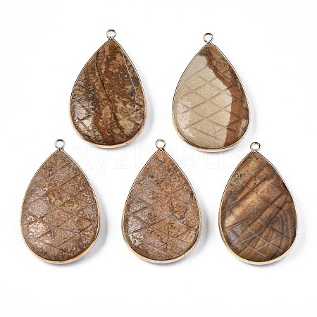 Natural Picture Jasper Pendants G-N326-108E-1