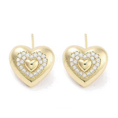 Brass Micro Pave Clear Cubic Zirconia Studs Earring for Women EJEW-S217-A09-1