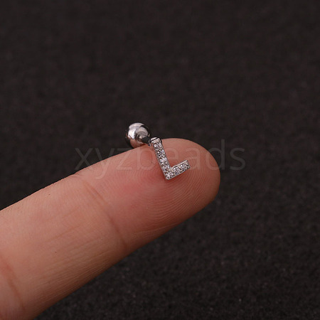 316L Surgical Stainless Steel Micro Pave Clear Cubic Zirconia Cartilage Earrings WG3A850-23-1