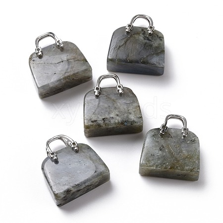 Natural Labradorite Brass Pendants KK-E274-01P-09-1