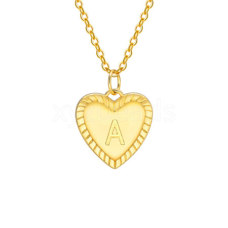 Golden Tone Brass Cable Chain Letter Heart Pendant Necklaces for Women PW-WG67FD6-01-1