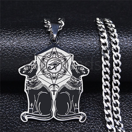 304 Stainless Steel Pendant Necklaces NJEW-S440-06AS-1