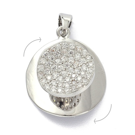 Brass Micro Pave Clear Cubic Zirconia Pendants ZIRC-I055-04P-1