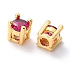 Brass inlaid Cubic Zirconia Slide Charms X-ZIRC-F125-02-G-3