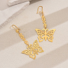 Elegant French Style Brass Hollow Butterfly Tassel Hoop Earrings JT4875-2