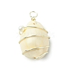 Natural Cowrie Shell Copper Wire Wrapped Pendants PALLOY-TA00196-02-3