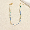 Brass Plastic Round Beads Long Stud Dangle Earrings for Women IU4158-2