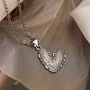 Brass Micro Pave Clear Cubic Zirconia Cable Chain Heart Pendant Necklaces for Women NJEW-C054-01P-1