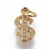 Brass Micro Pave Cubic Zirconia Charms X-ZIRC-E161-02G-1