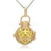 Golden Tone Brass Hollow Round Cage Pendants KK-J235-10G-1