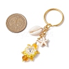 Tortoise Glass Seed Beaded Keychain KEYC-MZ00023-5