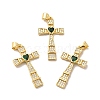 Rack Plating Brass Micro Pave Cubic Zirconia Pendants KK-K165-07G-2