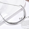 304 Stainless Steel Arc Shaped Pendant Snake Chain Necklaces for Women NJEW-B122-03P-2