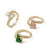 Rack Plating Brass Cubic Zirconia Cuff Rings for Women RJEW-M145-25G-1