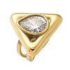 Triangle 304 Stainless Steel Rhinestone Open Cuff Rings for Women RJEW-M048-03G-2