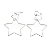 Non-Tarnish Interlock Double Open Star Dangle Earrings EJEW-C007-01P-1