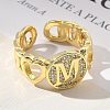 Brass Micro Pave Clear Cubic Zirconia Open Cuff Rings for Women RJEW-K289-02G-M-2