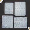 4Pcs Geometric/Teardrop/Heart Pendant & Links Silicone Molds DIY-LS0003-22-3