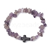 Natural Amethyst Chips Stretch Bracelets for Women Men BJEW-JB11341-08-2