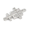 Brass Clear Cubic Zirconia Cross Connector Charms KK-Q028-33P-2