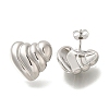 304 Stainless Steel Textured Heart Stud Earrings for Women EJEW-S227-47P-1