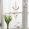 Chakra Natural & Synthetic Gemstone Chips & Brass Ring Hanging Suncatchers HJEW-BM00074-5