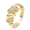 Brass Micro Pave Clear Cubic Zirconia Open Cuff Rings RJEW-M152-03G-3