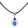 Angel Shape Alloy with Glass Pendant Necklaces NJEW-JN04560-03-1