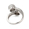 Round Brass Micro Pave Clear Cubic Zirconia Open Cuff Rings for Women RJEW-A046-10P-3