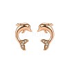 Dolphin Cubic Zirconia Stud Earrings for Girl Women EJEW-BB46472-A-5