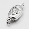 Anti-Tarnish Oval with Heart Rhodium Plated 925 Sterling Silver Cubic Zirconia Box Clasps STER-O015-01-3