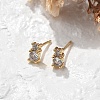 Brass Micro Pave Clear Cubic Zirconia Stud Earrings EJEW-R016-01G-02-2