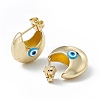 Enamel Crescent Moon with Evil Eye Stud Earrings EJEW-A093-01G-10-2