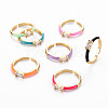 Brass Enamel Cuff Rings RJEW-T016-29-NF-1