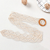 Cloth Woven Rhombus with Wood Chain Belts for Women AJEW-WH20019-125B-7
