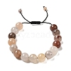 12.5mm Round Lilac Natural Quartz Braided Bead Bracelets for Women Men BJEW-C060-01G-1