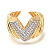 Rack Plating Brass Micro Pave Cubic Zirconia Open Cuff Rings for Women RJEW-M022-13G-2