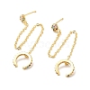 Colorful Cubic Zirconia Studs Earring with Ear Cuff Droping Chains KK-H434-22G-1