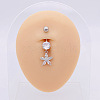 304 Stainless Steel Micro Pave Cubic Zirconia Belly Rings WGADED5-45-1