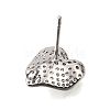 Brass Micro Pave Cubic Zirconia Stud Earring Findings with Loops CU-CBA1682-02P-2