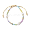 Adjustable Glass Seed Beads & Imitation Pearl Braided Bead Bracelets for Women BJEW-JB10542-1