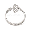 304 Stainless Steel Hollow Lotus Adjustable Ring for Women RJEW-M149-32P-2